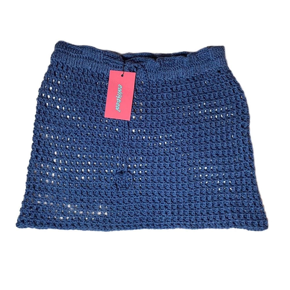 Edikted Blue Mini Crochet Skirt Resort Wear Size XS/S